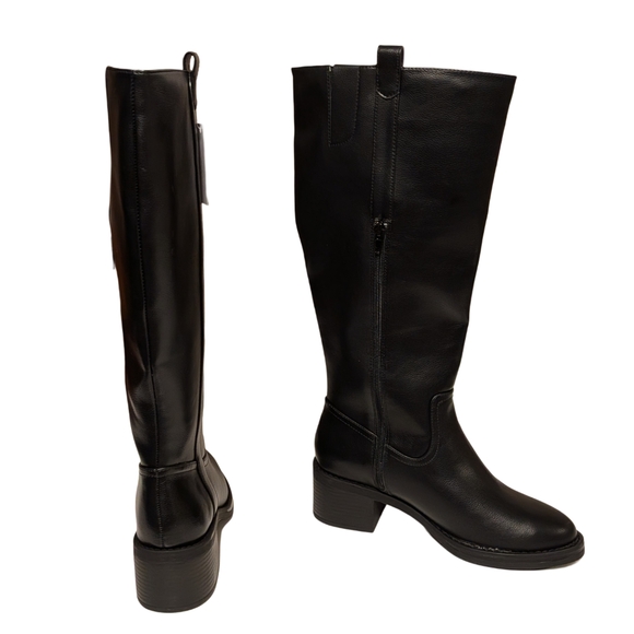 Kensie Black Knee-High Side-Zip Boots - Picture 7 of 9